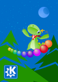 Konqi and Christmas tree decorations: Winter, Christmas, at night.